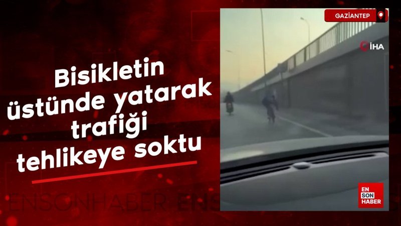 gaziantepte bisikletli kendi cani ve trafigi tehlikeye soktu zlm4lzuS