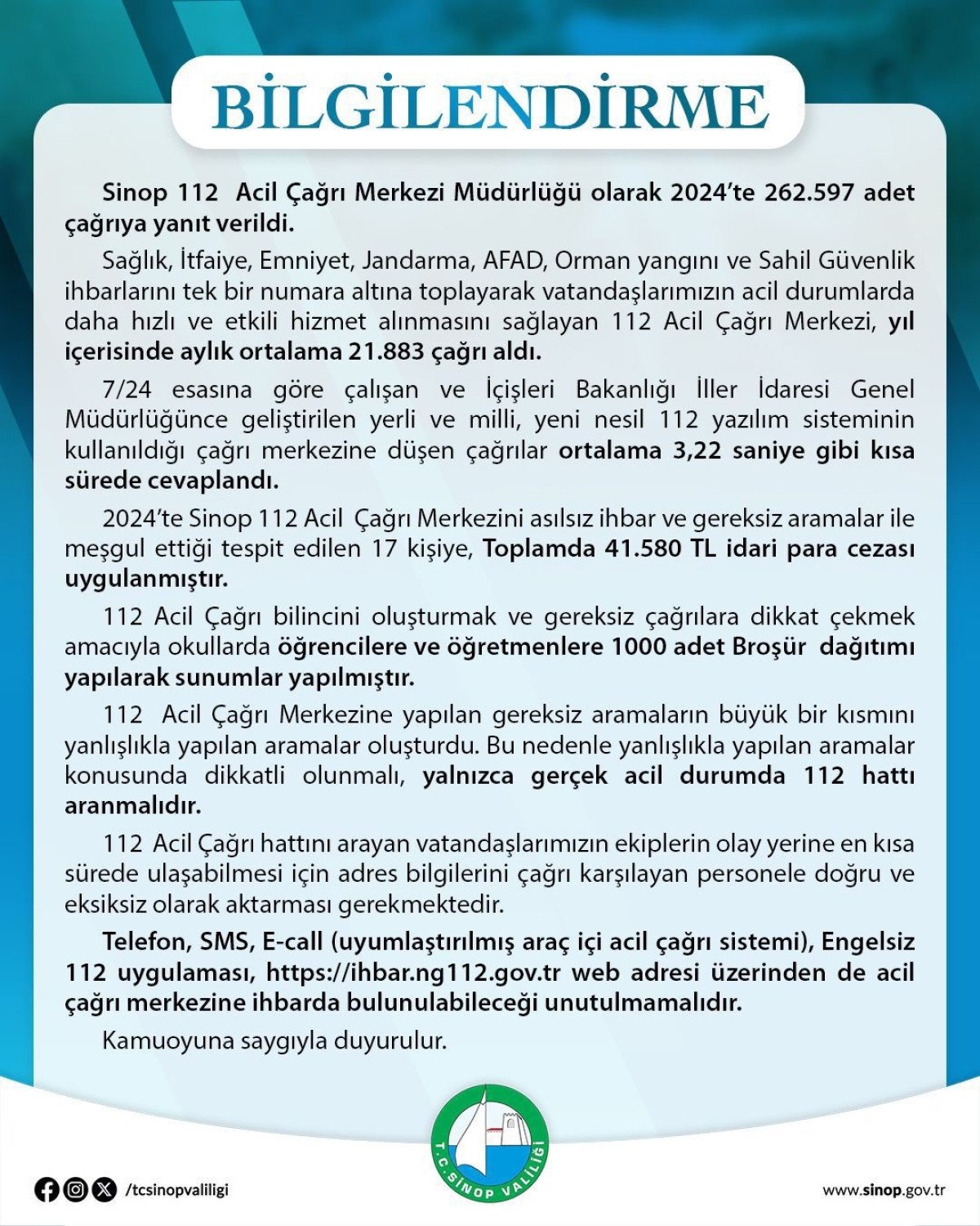 sinopta 112ye asilsiz ihbar yapanlara ceza yagdi 1