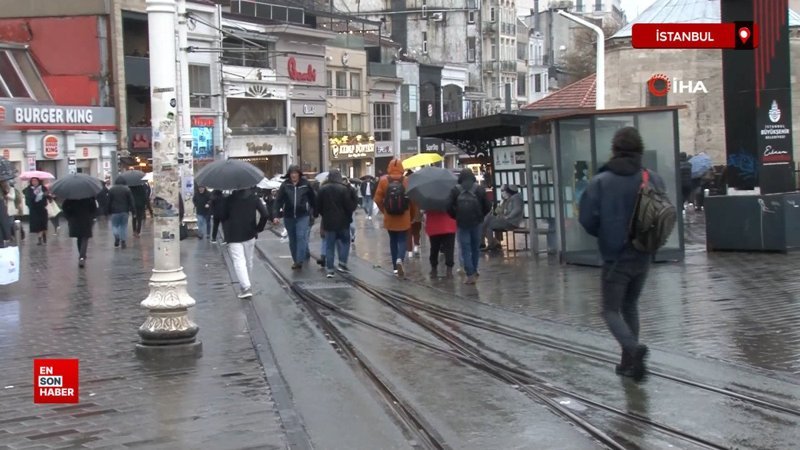 taksimde soguk ve yagisli hava etkisini surduruyor