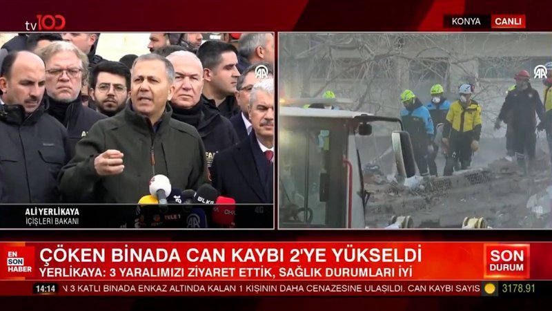 ali yerlikaya konyada coken binada arama kurtarma calismalarinin bittigini acikladi 2s2gBBZi