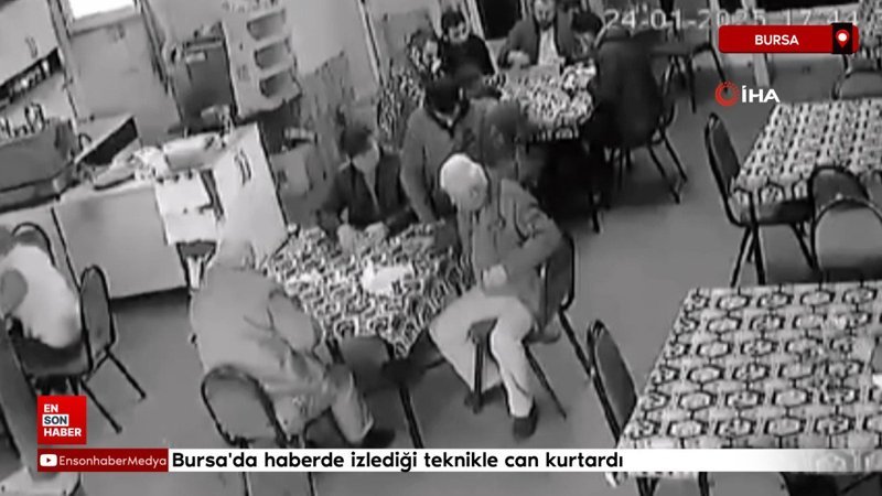 bursada yasli adamin bogazina kacan yemegi heimlich manevrasi yaparak cikardi