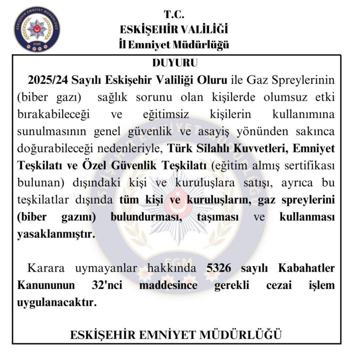 eskisehirde biber gazi tasimak yasaklandi 1