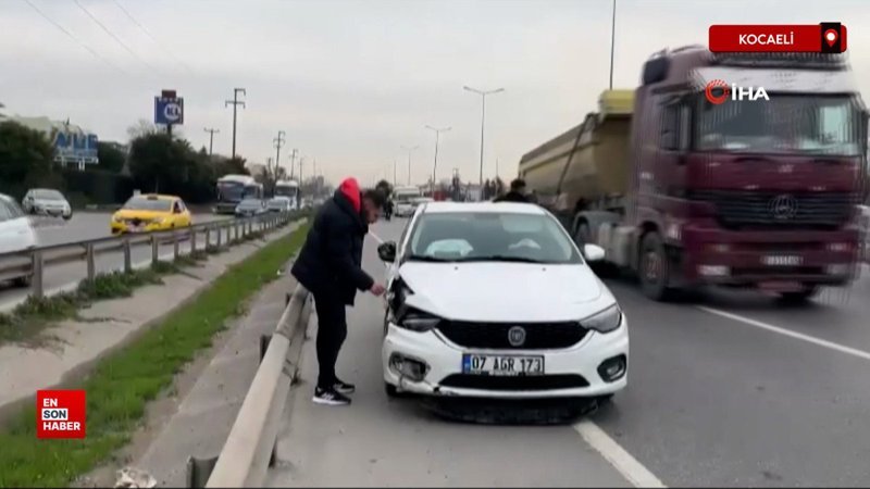 kocaelide aracini otoyolda durduran surucu kazaya sebep oldu