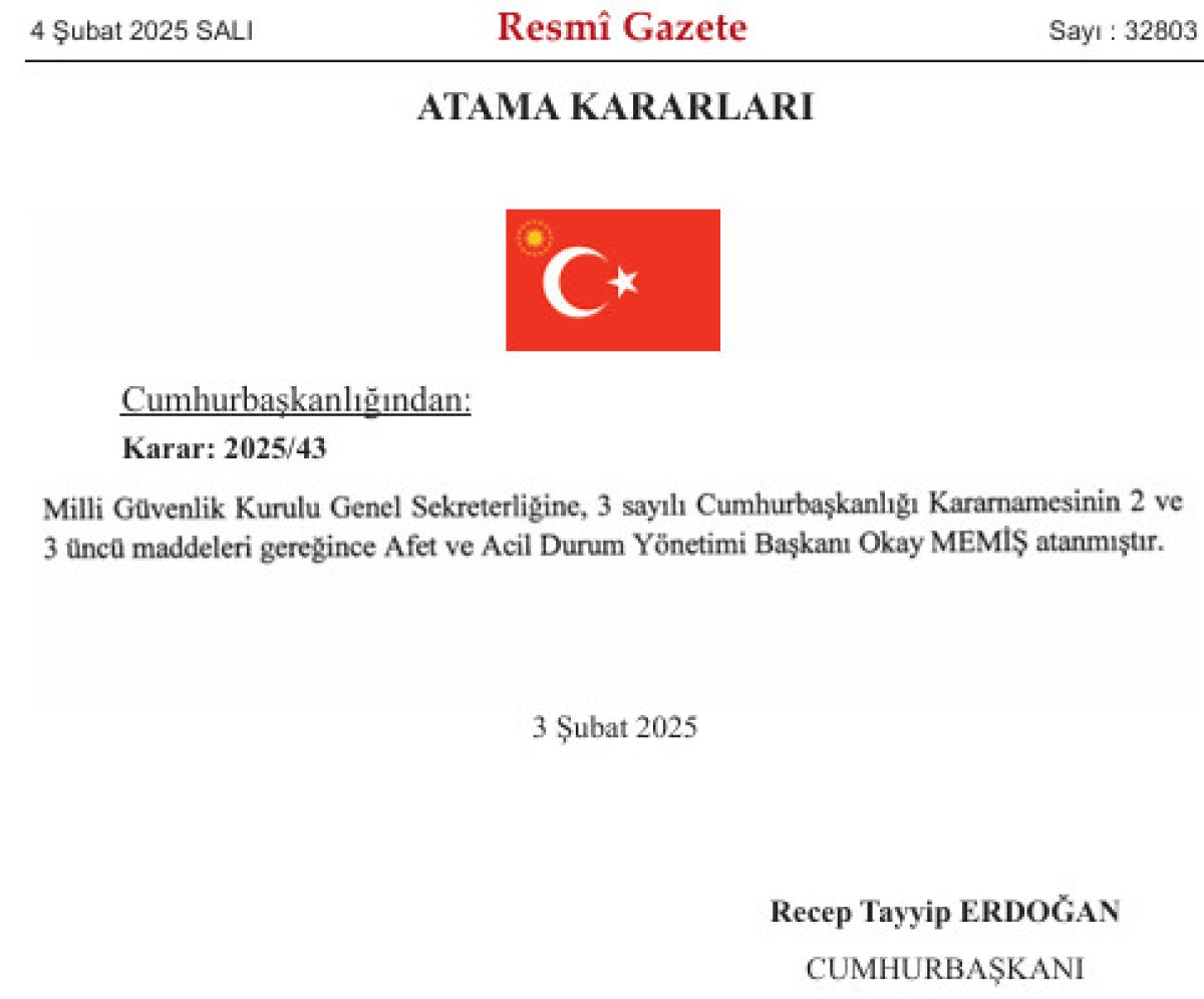 mgk genel sekreterligine afad baskani okay memis atandi 0 aBRnCzVO