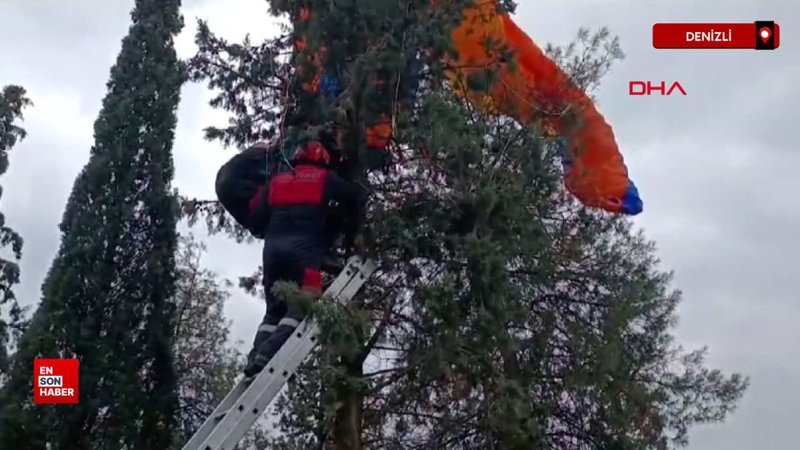 denizlide parasutu agaca takilan pilotu itfaiye kurtardi b167FuUX