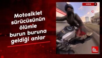 edirnede motosiklet surucusunun olumle burun buruna geldigi anlar Dzm3yMLU