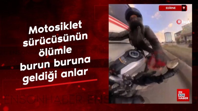 edirnede motosiklet surucusunun olumle burun buruna geldigi anlar Dzm3yMLU