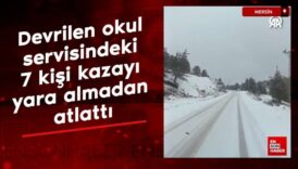 mersinde okul servisinin karli yolda devrildigi kaza ucuz atlatildi GMf3THqu