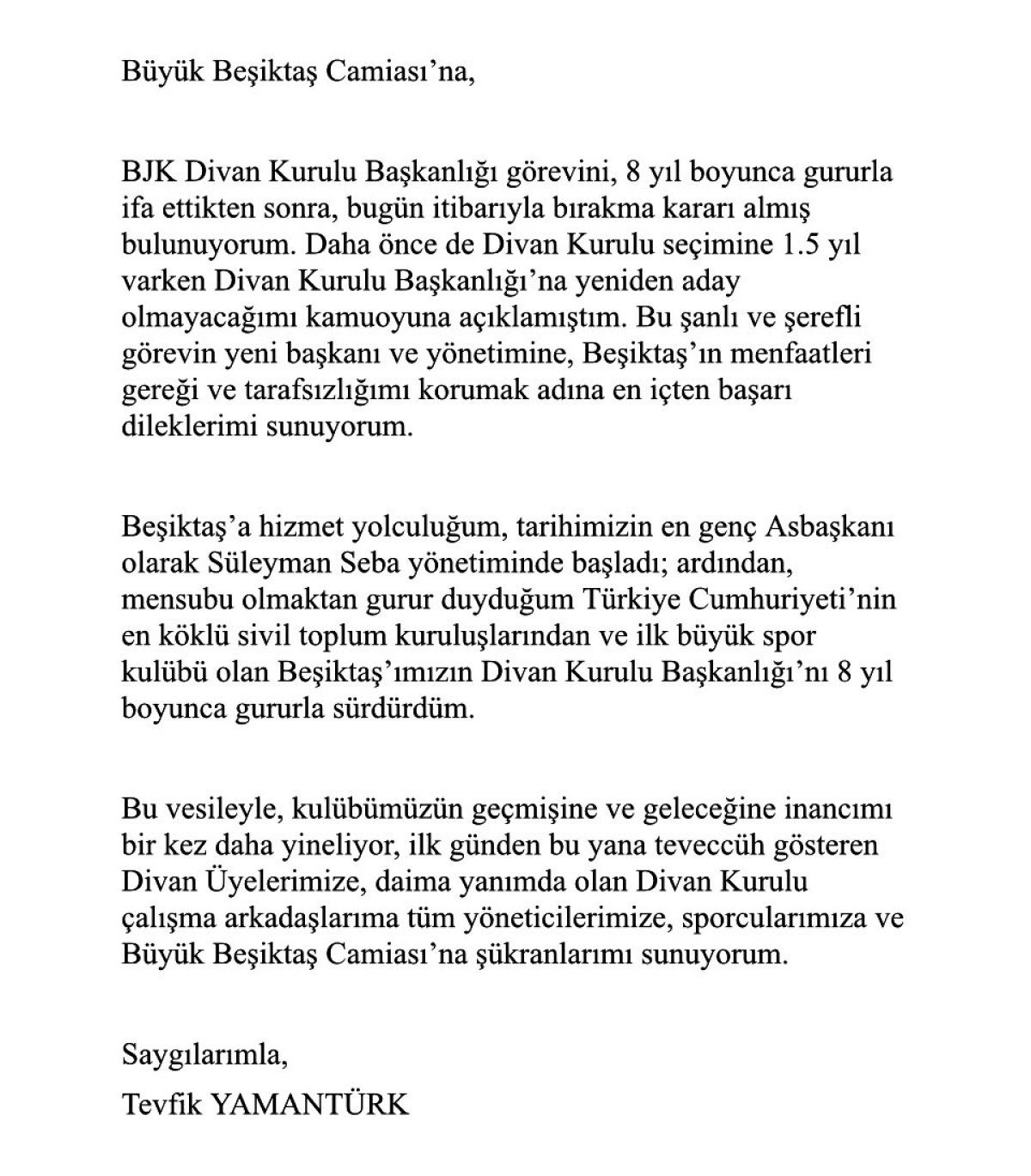 besiktas divan kurulu baskani tevfik yamanturk gorevinden ayrildi 0 f8TI7gmh