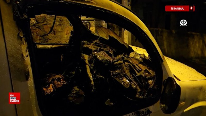 istanbulda yanan arac kullanilmaz hale geldi