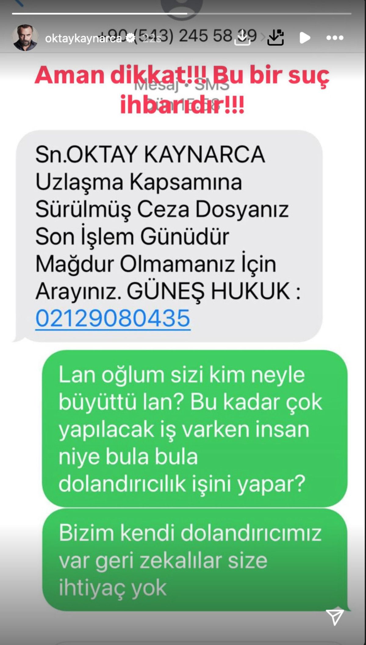 oktay kaynarca kizdiran dolandiricilik mesajini paylasti geri zekalilar size ihtiyac yok 0 EipbShYJ