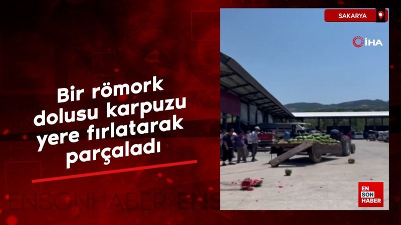 sakaryada bir romork dolusu karpuzu yere firlatarak parcaladi P9ATzj4b