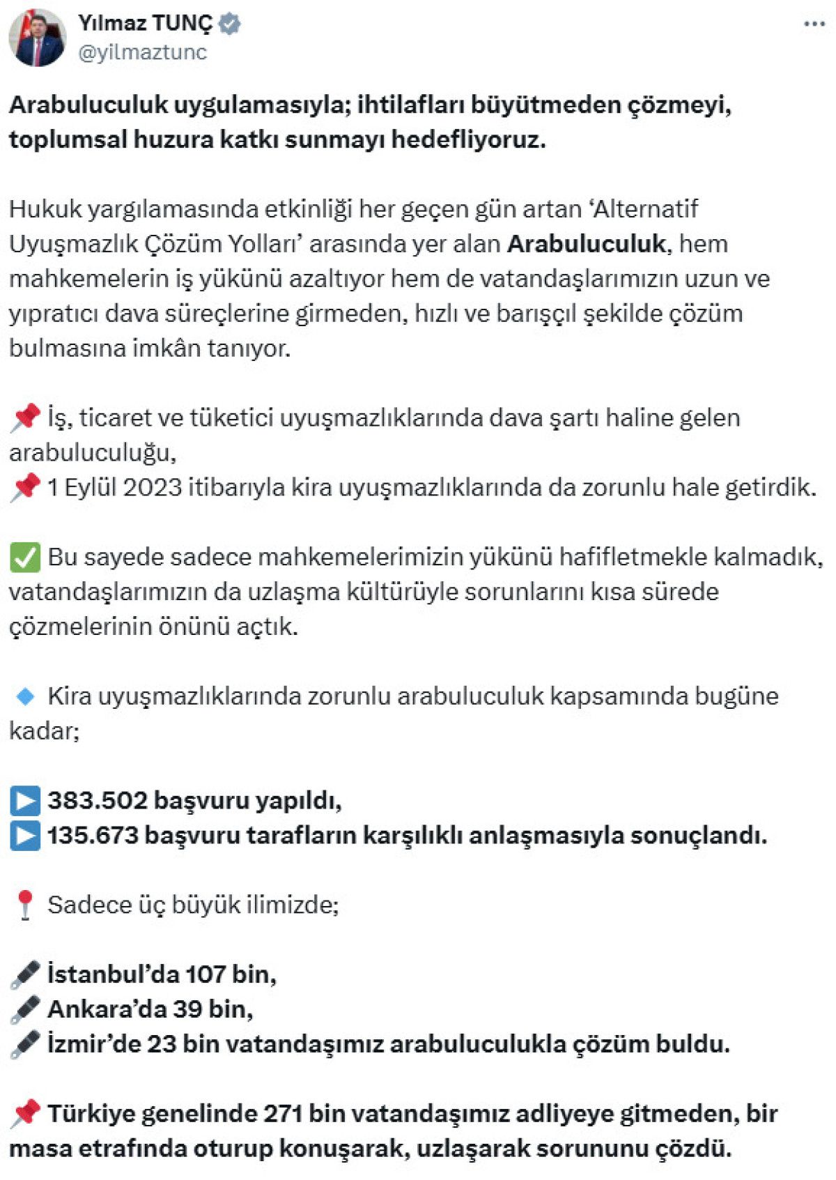 arabuluculuk uygulamasiyla kira uyusmazliginda 135 binden fazla uzlasma saglandi 0 I3nmbjwX
