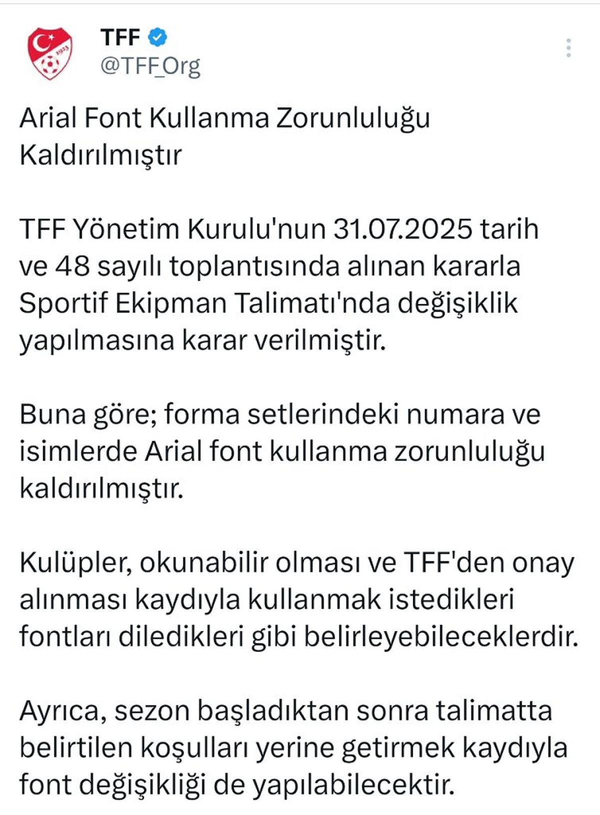 tff arial font kullanma zorunlulugunu kaldirdi 0 DbGHEYwl