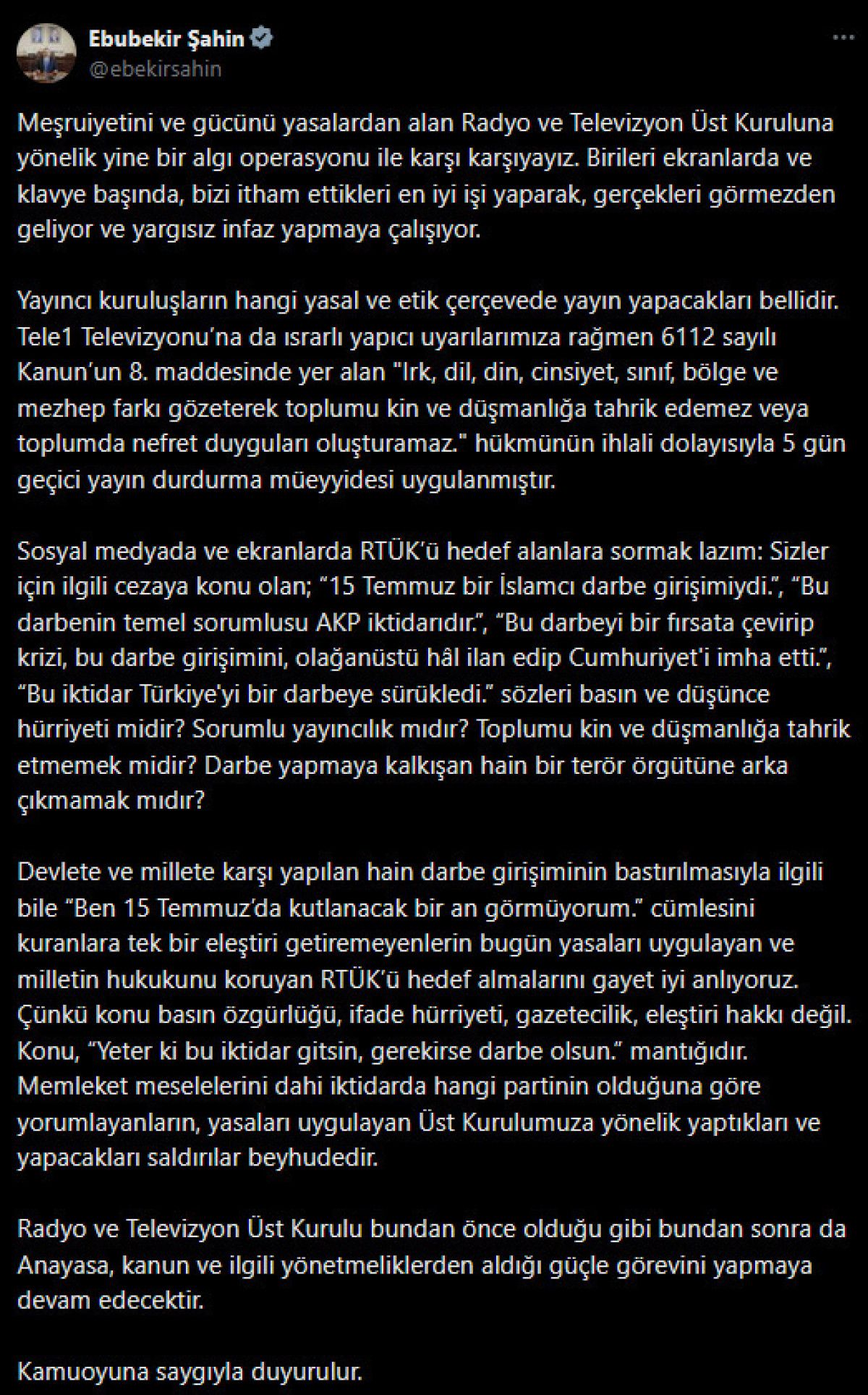 rtuk baskani sahinden algi operasyonlarina sert tepki 1 rtaV4CIW